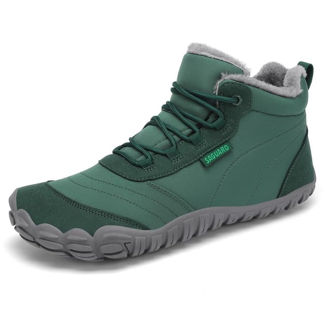 SAGUARO Winter Barfußschuhe Warm Gefüttert Winterschuhe für Damen Herren,EU Gr.36-48 44 EU Dunkelgrün