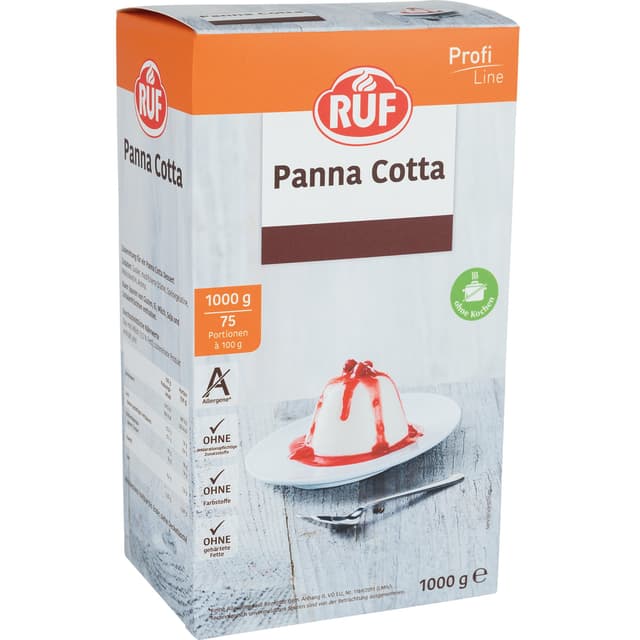 RUF Panna Cotta ohne Kochen, traditionelles italienisches Dessert zum Servieren mit Fruchtsoße im Glas oder gestürzt, für Buffet oder Menü, Großpackung, 1x1000g