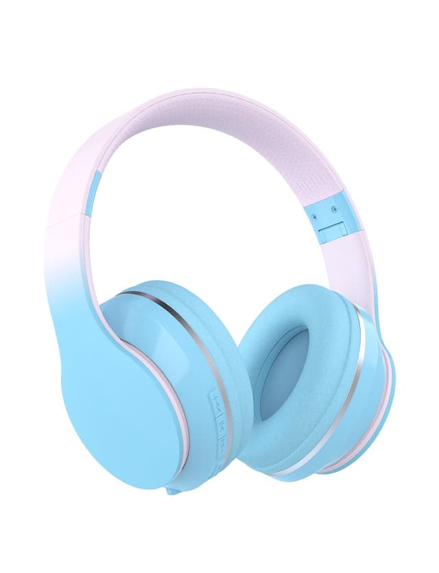 Xunpuls Bluetooth Kinder Kopfhörer, Kinder Kopfhörer kabellos Over-Ear, Lautstärkeregler, Verstellbares Stirnband, Faltbar, Kabellose und Kabel, eingebautes Mikrofon für Handy, Tablet,PC,TV (Blau)