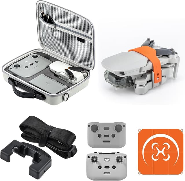 DJI 5 in 1 Zubehör Set Kompatibel mit Mini 4K Fly More Combo/Mini 4K Standard, Inklusive Aufbewahrungstasche, Hubschrauberlandeplatz, Propellerhalterung, Trageschlaufe, Silikonschutzhülle