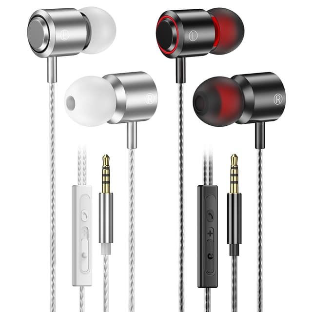 In Ear Kopfhörer mit Kabel, 2-er Kopfhörer mit Mikrofon und Lautstärkeregler, Stereo und Leichte Kopfhörer, 3.5mm In-Ear Ohrhörer Kompatibel für Samsung,Tablet, Laptops, MP3 Players und Andere 3,5 mm 2-pack