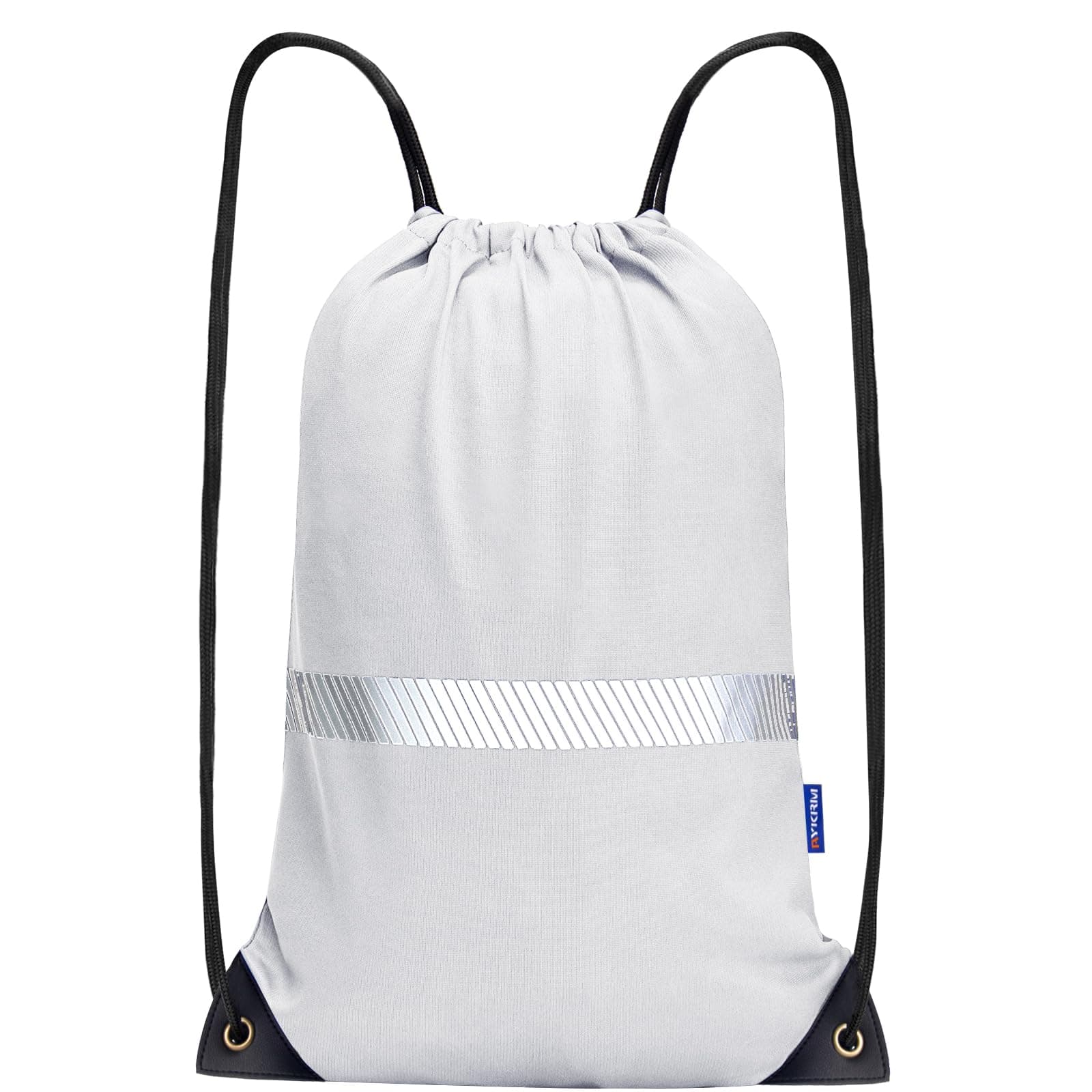 AYKRM Rucksack mit Kordelzug Turnbeutel Sportbeutel Gym Bag Mit Aussentasche Verstellbar Tunnelzug Gymsack Weiß