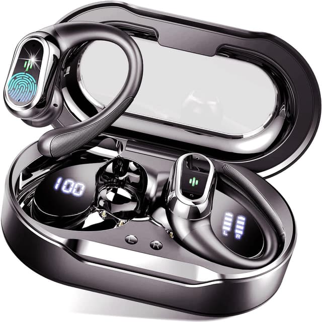 Bluetooth Kopfhörer, Kopfhörer Kabellos Bluetooth 5.4 Sport tiefer Bass, 50 std Spielzeit In Ear Kopfhörer mit 4 ENC Noise Cancelling Mic, IP7 Wasserdicht Ohrhörer LED-Anzeige für Arbeit und Studium Sattschwarz