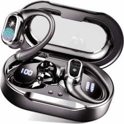 Bluetooth Kopfhörer, Kopfhörer Kabellos Bluetooth 5.4 Sport tiefer Bass, 50 std Spielzeit In Ear Kopfhörer mit 4 ENC Noise Cancelling Mic, IP7 Wasserdicht Ohrhörer LED-Anzeige für Arbeit und Studium Sattschwarz