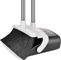 Besen und Kehrschaufel Set, Kehrmaschine und Kehrschaufel Combo mit 137cm Langem Griff für abnehmbares und klappbares Besen für die Bodenreinigung in Küche, Haushalt (Black) Schwarz Angebot bei HelloDeals