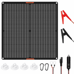 MHPOWOS Solarpanel 30W 12V Solar-Autobatterie-Ladegerät Tragbares wasserdichtes Solarstrom-Batterie-Ladegerät & -Wartungsgerät mit Trickle-Zigarettenanzünder-Stecker & Krokodilklemme