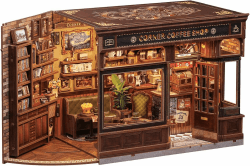 CUTEBEE Book Nook Kit - DIY Miniatur Haus Puppenhaus Booknook 3D Holzpuzzle Bibliothek mit Staubschutz und Led Light，Einzigartige Bücherregal Dekor & Geschenk Corner Coffee Shop