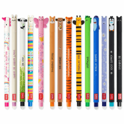 LEGAMI Set mit 14 radierbaren Gelstiften mit thermoempfindlicher Radiertinte, verschiedene Tintenfarben und Schaftdesigns, 0,7 mm Spitze, Tiermotive 14er Set Angebot bei HelloDeals
