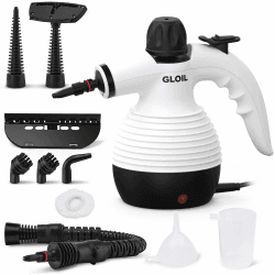 GLOIL Handdampfreiniger, tragbarer Mehrzweck-Dampfreiniger mit 10 Zubehörteilen, geeignet für Küchenfett, Badezimmerfliesen, Sofas, Vorhänge usw. White