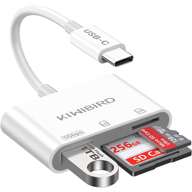 KiWiBiRD SD Kartenleser USB C, Micro SD Karte Card Reader Karten Leser Adapter USB-C für SDHC SDXC UHS-I Karte, Kompatibel mit iPhone 16 15 Plus Pro Max MacBook Mac iPad iMac Galaxy S25 S24 Android