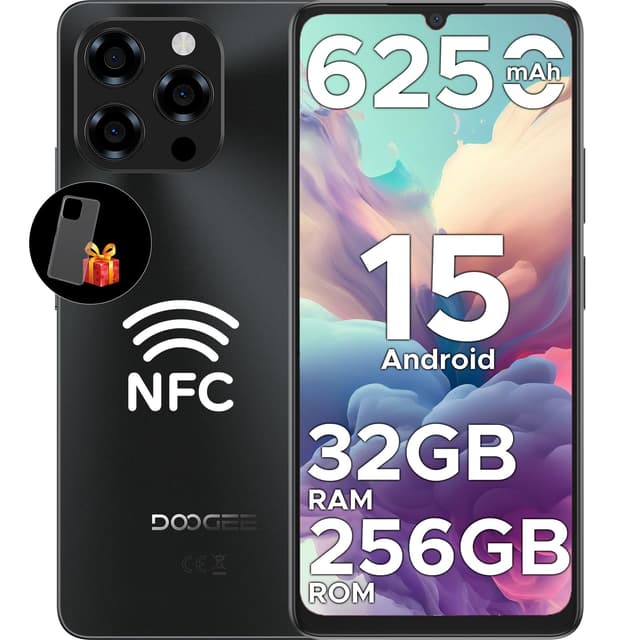 DOOGEE Note 58 Pro Android 15 Smartphone Ohne Vertrag 32GB+256GB Octa Core 6.75" HD+ 90Hz Handy Ohne Vertrag 6250mAh Handy Günstig 16MP+8MP Simlockfreie Handys Dual SIM 4G/ GPS/NFC/Fingerabdruck Note 58 Pro(Schwarz)