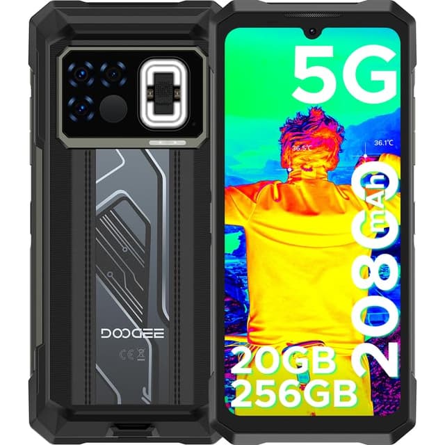 DOOGEE Fire 6 Max 5G Outdoor Handy Wärmebildkamera,20GB+256GB 20800mAh 33W Outdoor Smartphone Ohne Vertrag,50MP+20MP Nachtsehen, Dual 120M Taschenlampen,6.78" FHD+ 120Hz,LED Licht/NFC/Face ID/Dual SIM Milllennium Silber