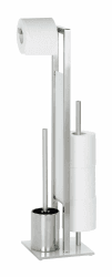 WENKO Stand WC-Garnitur Mod. Rivalta, mit integriertem Toilettenpapierhalter und WC-Bürstenhalter, in rostfreier Edelstahl-Qualität, 23 x 70 x 18 cm, Silber matt Matt/Weiß/Schwarz Angebot bei HelloDeals