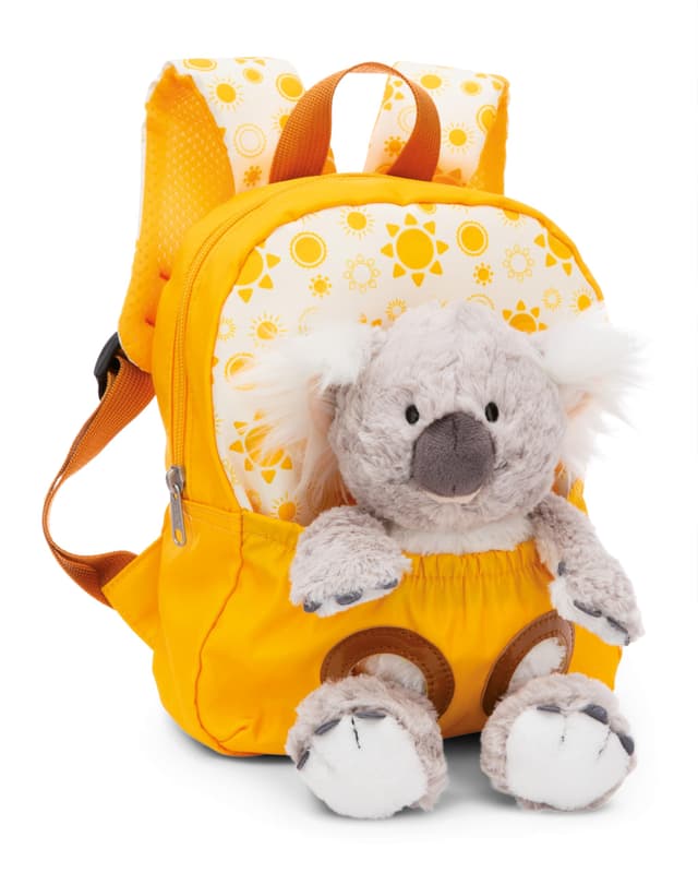 NICI Kinderrucksack gelb 2 in 1 mit Kuscheltier Koala 25cm - Kindergartenrucksack Mädchen & Jungen - Weicher Rückenbereich & verstellbare Gurte - 49842 Koala Gelb