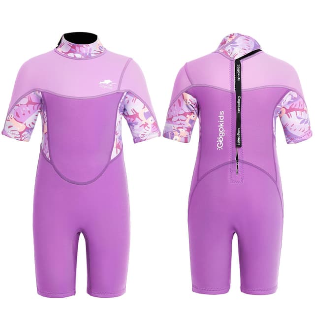 Gogokids Shorty Neoprenanzug Kinder, 2,5mm Neoprenanzüge Rückenreißverschluss Kleinkinder Kurze Nassanzüge Komfort & Wärme, UV Neopren für Schwimmen, Schnorcheln und Surfen, Alter 2-8 Jung Mädchen