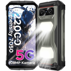 DOOGEE V MAX S 5G Outdoor Handy Ohne Vertrag, 22000mah 33W, 24GB+256GB, 6,58" FHD+ 120Hz Outdoor Smartphone Android 14, Dual 1200LM Campinglicht Baustellenhandy 108MP+20MP, Dual Lautsprecher/NFC/IP69K Blei Grau