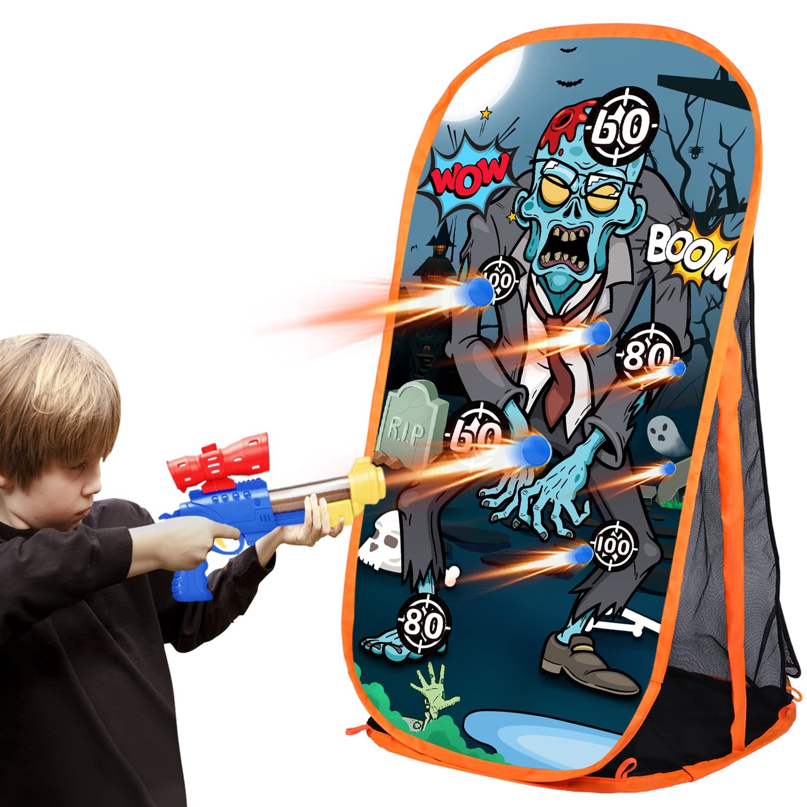 Schießen Zielscheibe Spiel Kinder Jungen Spielzeug für Nerf Gewehre - Zombie Schießscheibe mit Netz Indoor Outdoor Spielzeug Geschenke für 5 6 7 8 9 10+ Jahre alt Junge Mädchen (Zombie im Anzug)