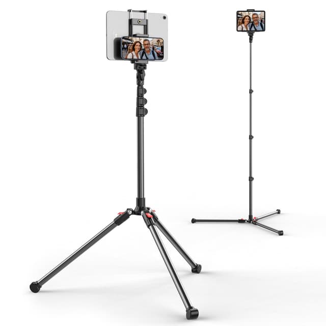 CAMBOFOTO Tablet stativ ständer,Höhenverstellbar bis 187cm Halter Stativ kompatibel mit iPhone/iPad/Android Phone,Stativ für Kamera 187cm mit Tablet Halterung