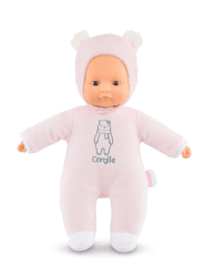 Corolle 9000100440 - Mon Doudou Sweetheart, rosa Bär, Weichkörperpuppe mit Kapuze, Namensetikett, Vanilleduft, 30cm, Für Kinder ab 9 Monaten geeignet