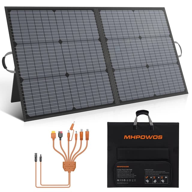 Tragbares Solarpanel 110W Solarladegerät, faltbares Solarpanel IP67 wasserdichtes Kit mit 20V Ausgang, 23,5% Wirkungsgrad Modul für tragbare Stromstation, Outdoor Camping, Laptops, Wohnmobil, RV