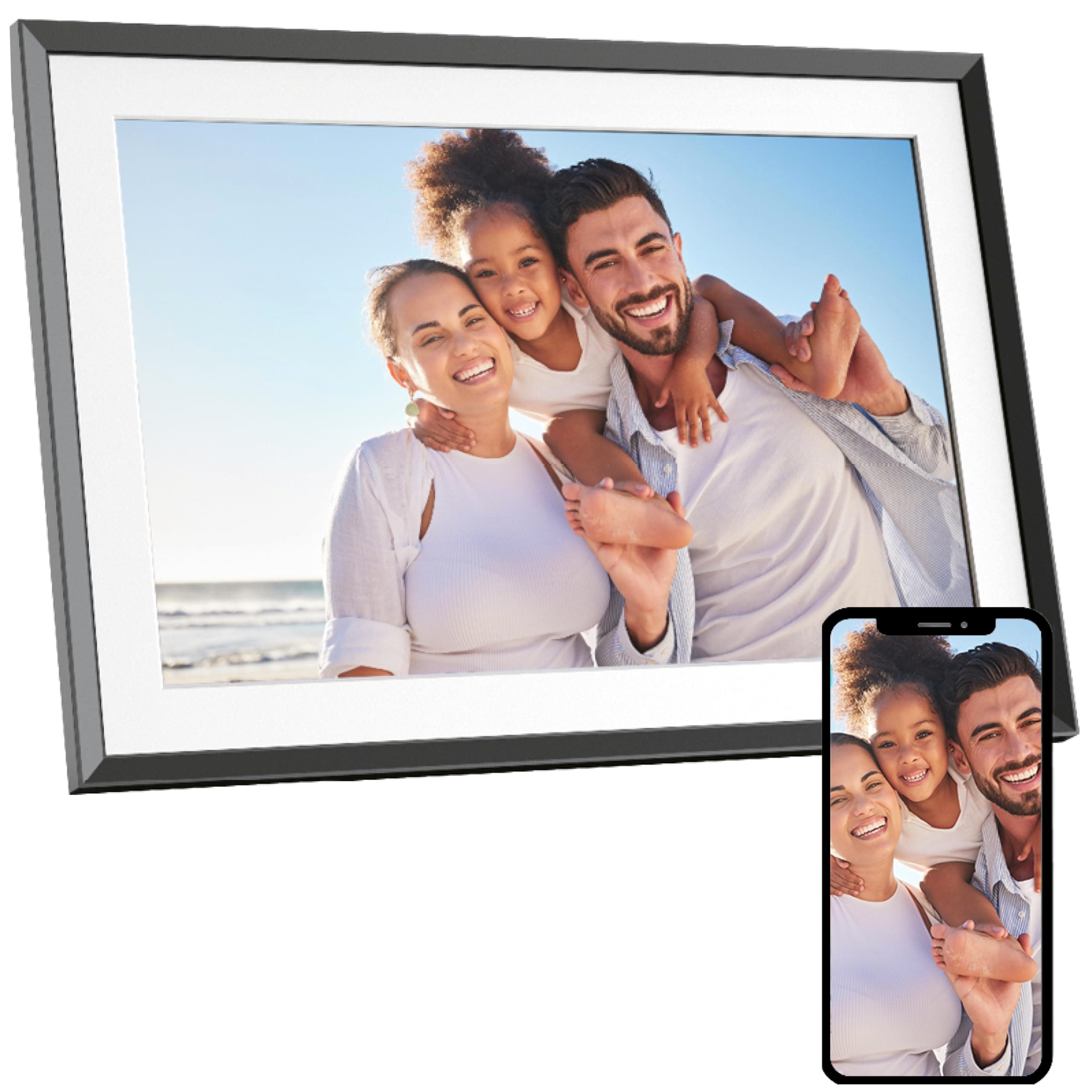 AGFA Photo – Digitaler Fotorahmen HD WiFi Realiview 10 Zoll 32 GB, Touchscreen, Wetter, Uhr, Wandmontage, Internetverbindung, Multimedia-Anzeige, Auflösung 1200 × 800 – APF1000 WLAN – Schwarz 10 ZOLL WIFI