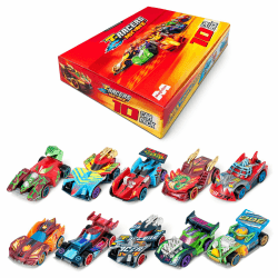 T-Racers Mix ´N RaceCollection mit 10 Sammelautos, jedes Auto zerlegbar in Zwei Teile mit austauschbaren Teilen