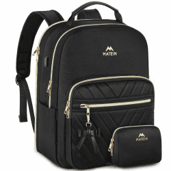 MATEIN Damen Rucksack Mittelgroß, 17,3 Zoll Laptop Rucksack Damen Viele Fächer Große Kapazität Schulrucksack Teenager Diebstahlsichere 2 in 1 mit USB Ladeanschluss für Stadt Reisen， Schwarz Large-17,3 Zoll Schwarz