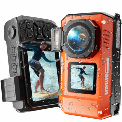 MaxMango Digitalkamera, 8K & 33FT Unterwasserkamera mit 64GB, 2.8'' Doppelte Bildschirme Selfie wasserdichte Staubdichte stoßfest Kompakte für Kinder Teenager Anfänger Erwachsene(Orange)