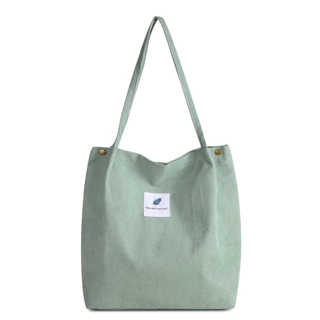 FITDON Cord Umhängetasche Damen, Groß Schultertasche Canvas Tasche Tote Handtasche für Alltag, Büro, Schulausflug und Einkauf
