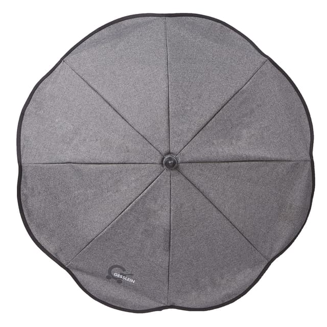Gesslein Sonnenschirm Design 703 mit Universalhalterung von Gesslein, Sonnenschutz für Kinderwagen & Buggys│70cm Durchmesser, biegsam, 3-fach verstellbar, für Rund- und Ovalrohre, grau meliert