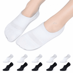 Falechay 10 Paar Sneaker Socken Damen Füßling Herren No show Unsichtbare Socken Sneakersocken 43-46 Schwarz-Weiß