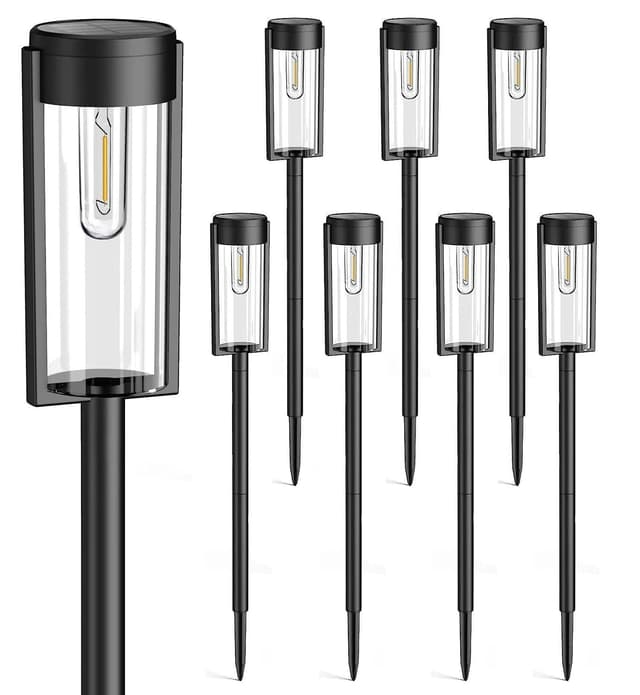RECHOO Solarlampen für Außen Garten, 8 Stück Vintage Solarleuchten für Außen mit Helle Warmweiß Wolfram Licht, 1000mAh Batterie, IP65 Wasserdicht Solar Gartenleuchten für Außen Terrasse Rasen Weg Deko