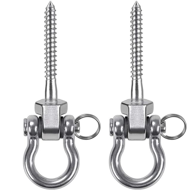 BeneLabel 2er Schaukelhaken, 130mm Hängematte Befestigung Holzbalken Schwerlast Hängesessel Aufhängung Betondecke Edelstahl Drehbar Yoga Boxsack Deckenhalterung ösenhaken zum Schrauben, Bis 816kg 2er Silber-13cm-2er