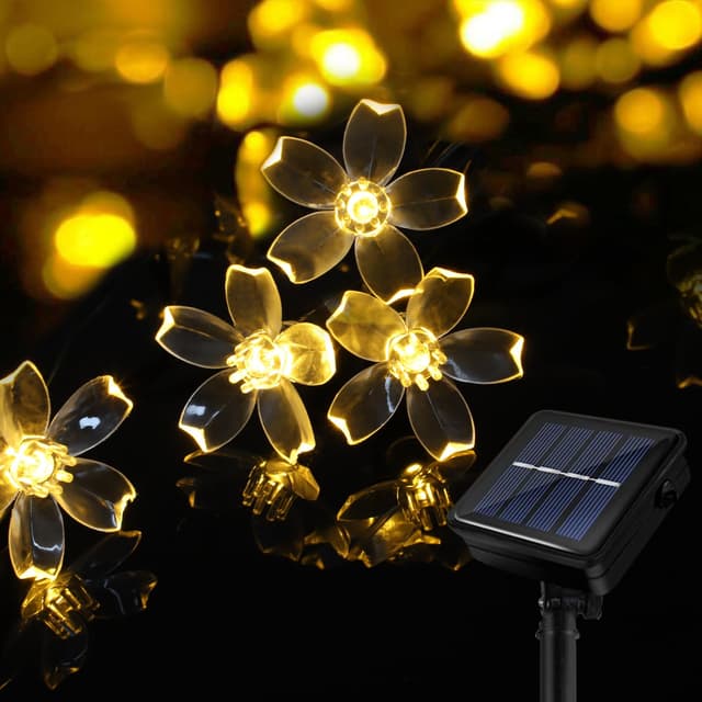 A.bigwhale Lichterkette Solar Außen Wetterfest, Solar Lichterketten Aussen Blume 40 LED, Wasserdicht 8 Modes Outdoor Lichterkette für Garten Terrasse Balkon Party Hochzeit Patio Warmweiß