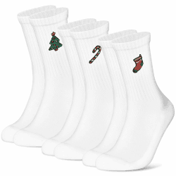 Niofind Lustige Tennissocken für Damen & Herren, Baumwoll Sportsocken mit Aperol Motiv, 3 Paar Statement Socken mit Cocktails, Weihnachtssocken Geschenk für Männer & Frauen 35-38 Weihnachten Two: Weihnachtsbaum+Bonbon+Weihnachtsstrumpf
