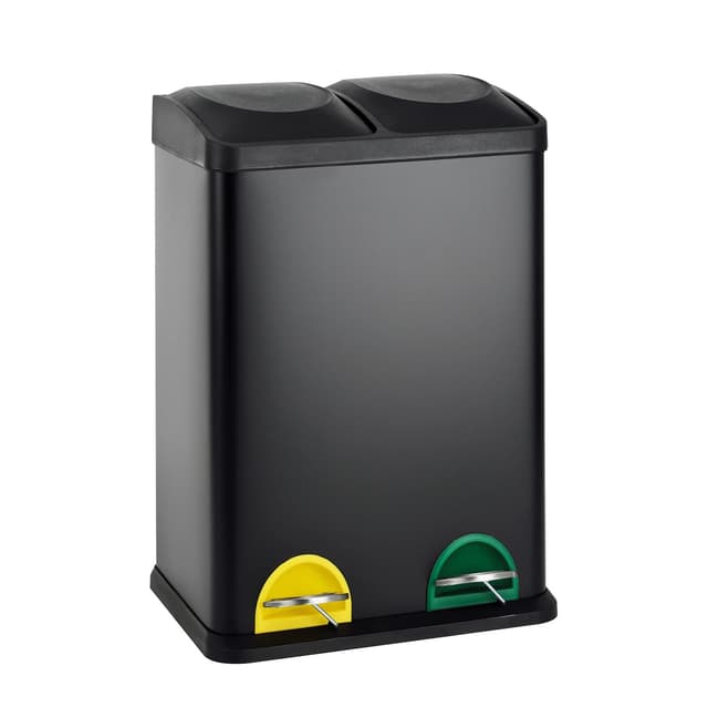 SVITA TC2X20 Küchen-Eimer 40Liter Fassungsvermögen 2x20L Abfalleimer 2er-Mülleimer Mülltrennung Treteimer Schwarz