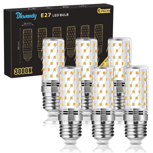 Blewandy E27 LED Warmweiss, 12W LED Lampen Ersatz 100W Halogenlampe, Warmweiß 3000K Nicht Dimmbar Kein Flackern Energiesparlampe, 6 Stück E27 Schraube Glühbirne Warmweiß E27