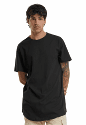 Urban Classics Herren T-Shirt Shaped Long Tee, T-Shirt aus Baumwolle für Männer, länger geschnitten 4XL Schwarz (Schwarz 7)