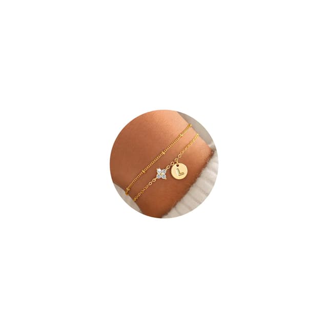 TINGN Armband Damen Gold Silber mit Cubic Zirkonia - 14K Gold Vergoldet Armband mit Buchstaben A-Z Scheiben Monogramm Armbänder Personalisierte Geschenke für Mädchen Frauen Frau Mama Schmuck Damen