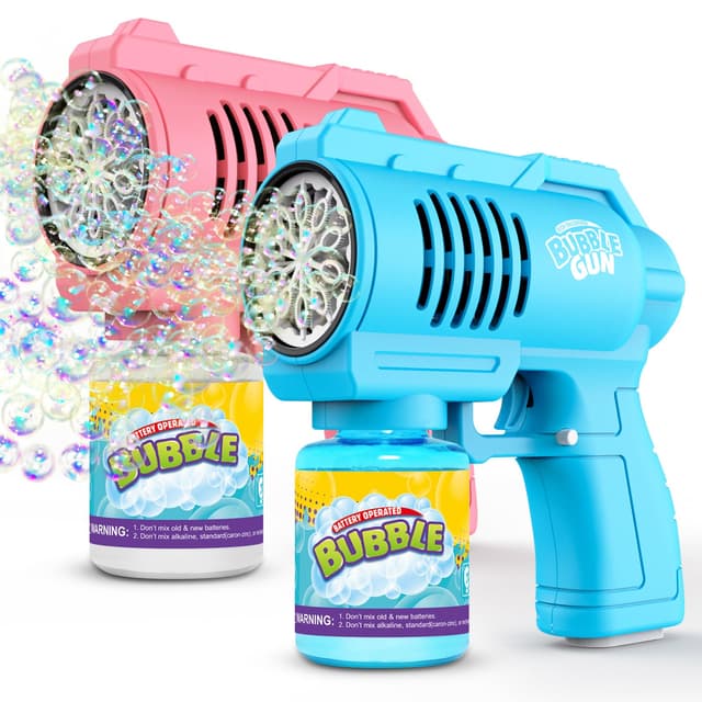 Panacare Seifenblasenpistolen, Seifenblasenmaschine Gun Kinder 4000+ Blasen/Minute mit 130ML Seifenblasenlösung, Bubble Machine Geschenk für Kinder/Geburtstag/Party, Bubble Gun (Blue+Pink)