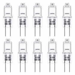 Techgoamde G4 Halogen Leuchtmittel 10er Pack, Halogen 12V 20W, Dimmbar, 350LM, 3000K Warmweiß, ideal für Unterschrank-Puckleuchte, Kronleuchter 20w 10 Stück
