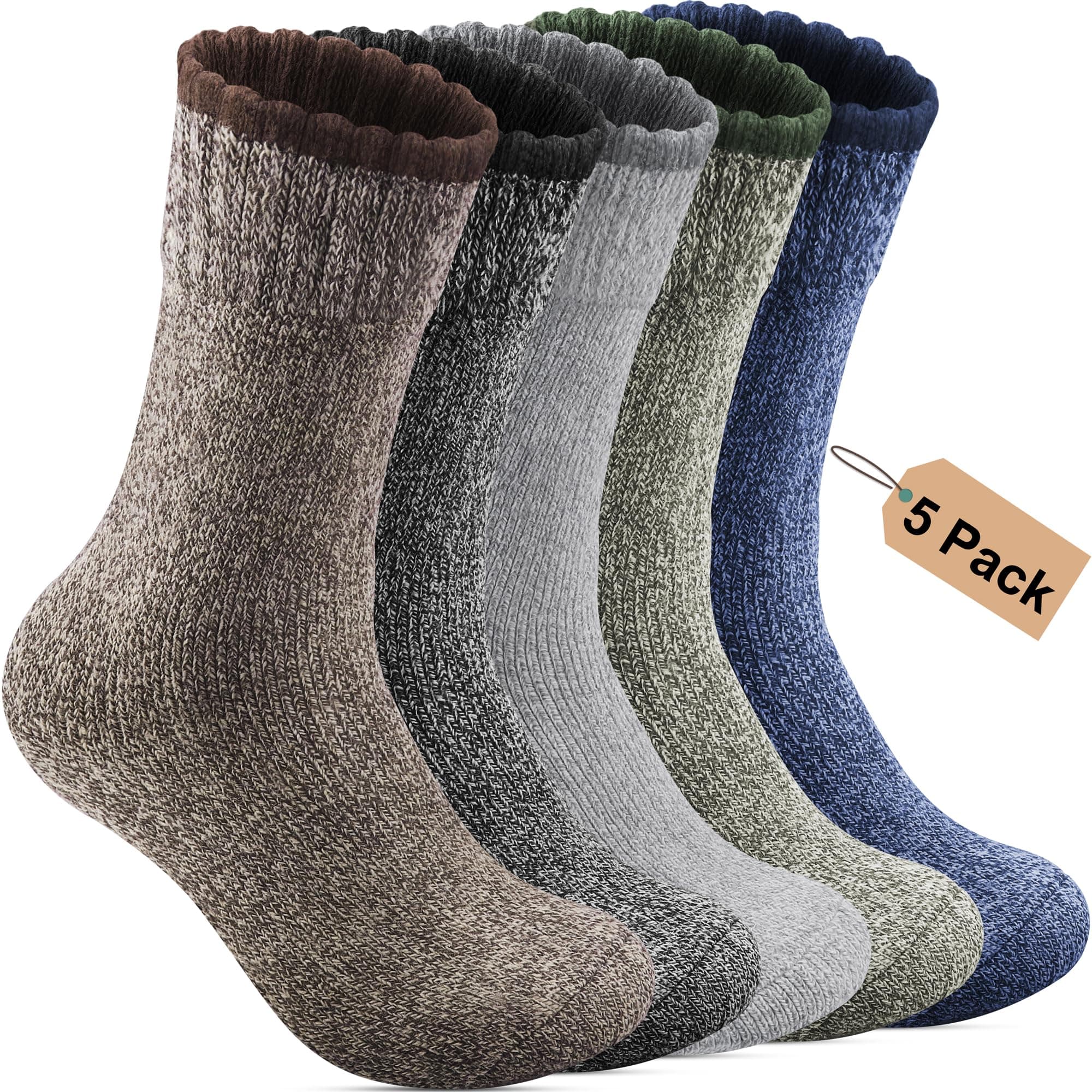Annsuki 5 Paar Thermosocken Herren,Dicke Wintersocken Warme Socken,Wollsocken Thermo Socken Männer, Atmungsaktiv Warm Merino Winter für Outdoor Wandersocken Lauf Skisocken