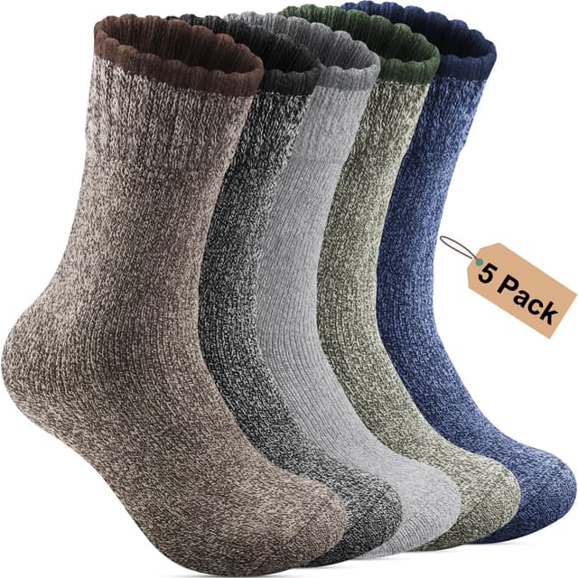 Annsuki 5 Paar Thermosocken Herren,Dicke Wintersocken Warme Socken,Wollsocken Thermo Socken Männer, Atmungsaktiv Warm Merino Winter für Outdoor Wandersocken Lauf Skisocken