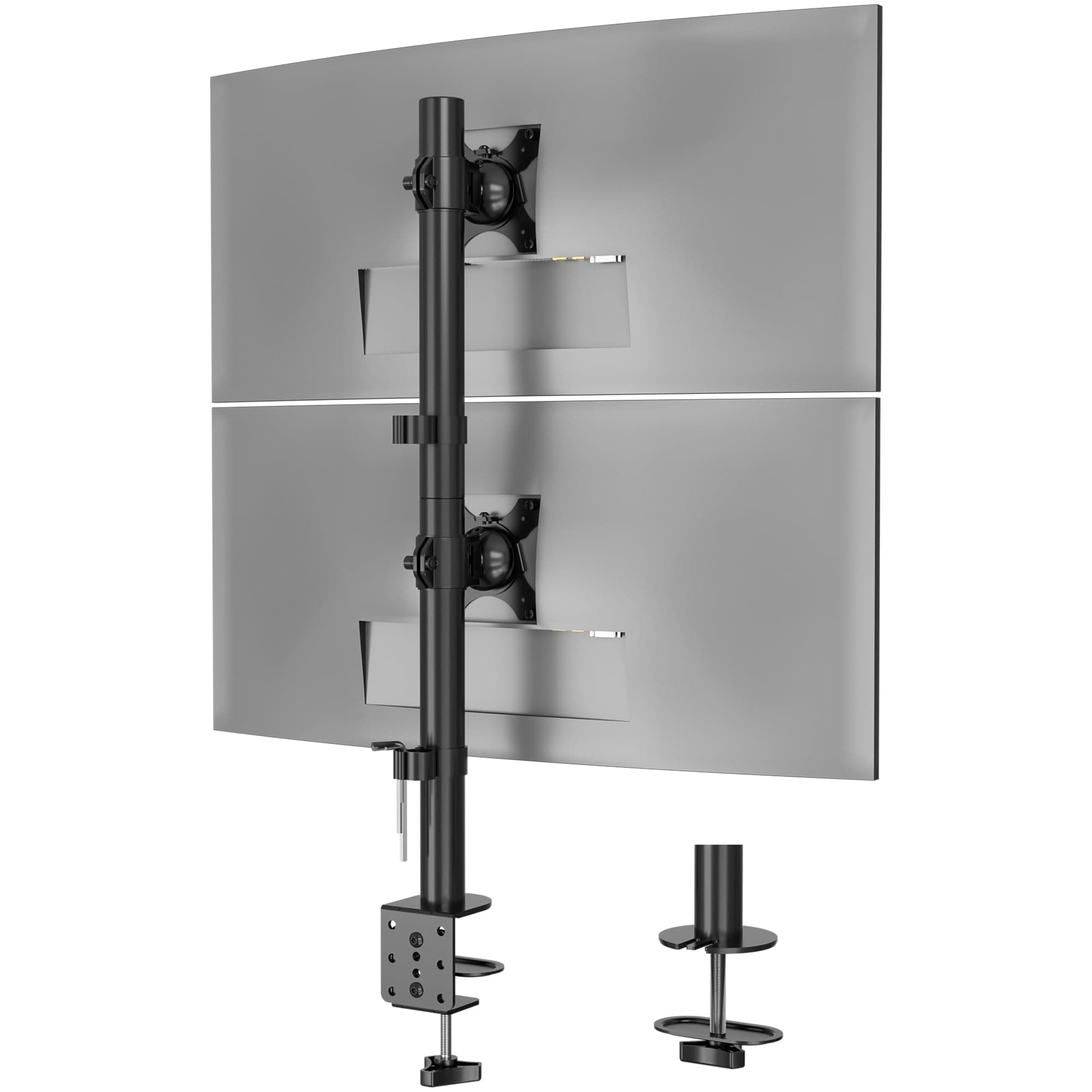 BONTEC Dual-Monitor Halterung für 13-34 Zoll, Höhenverstellbar, Drehbar, Max. 10kg pro Monitor, VESA Kompatibel, Kabelmanagement, C-Klemme & Durchgangsmontage, Ergonomisch für Homeoffice & Gaming