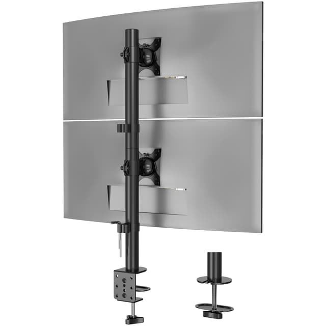 BONTEC Dual-Monitor Halterung für 13-34 Zoll, Höhenverstellbar, Drehbar, Max. 10kg pro Monitor, VESA Kompatibel, Kabelmanagement, C-Klemme & Durchgangsmontage, Ergonomisch für Homeoffice & Gaming