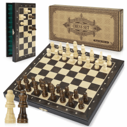 Peradix Magnetisch Schachspiel aus Holz 30CM - Klappbares Schachbrett Holz Hochwertig mit 34 Schachfiguren- Schach für Erwachsene und Kinder