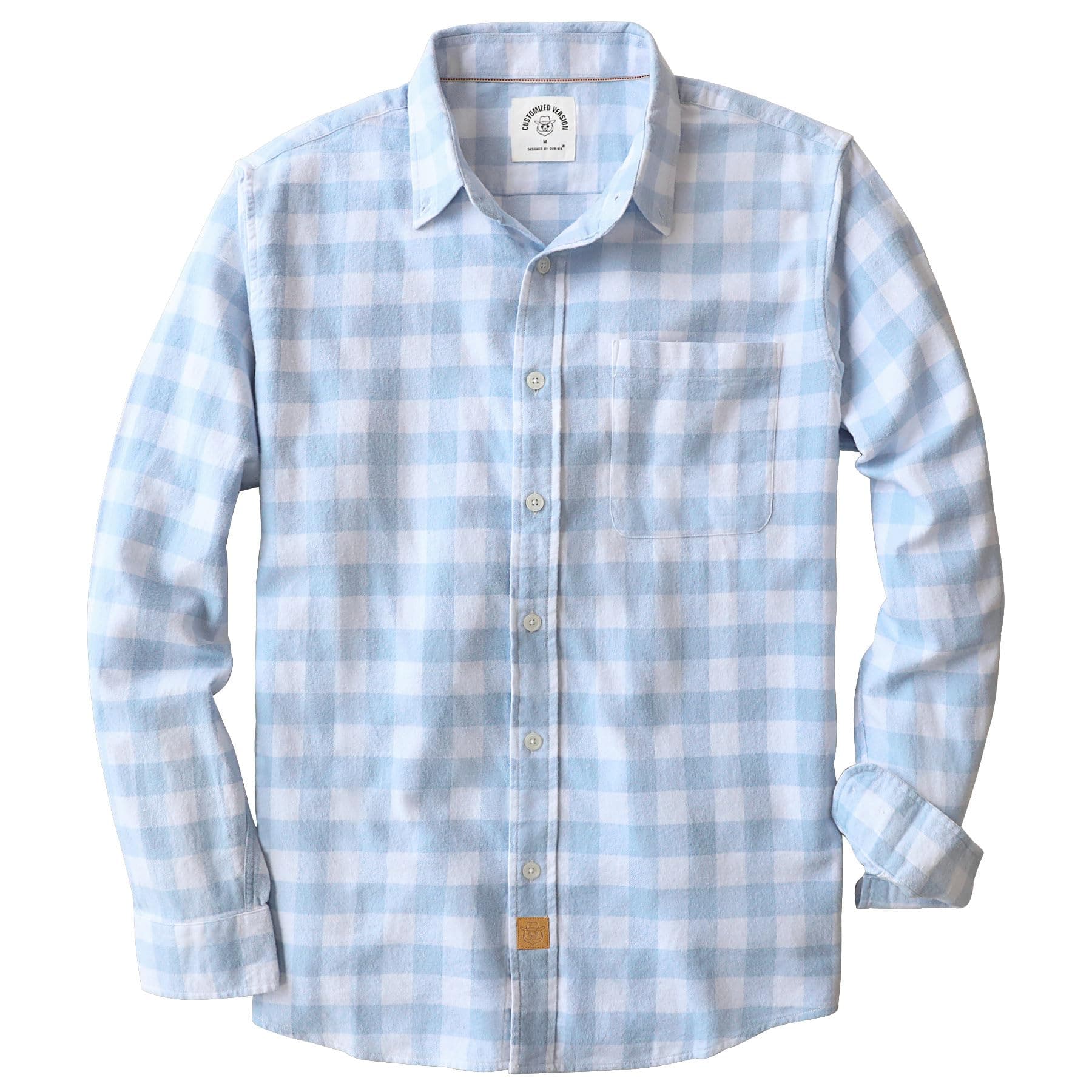 Dubinik® Flanellhemd Herren Hemd Herren Langarm Kariert Baumwolle Kuscheliges Freizeithemden Herren Hemden mit Brusttasche L Creme Blaues Kariert