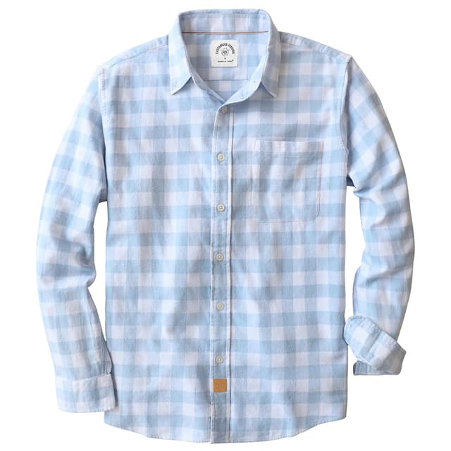 Dubinik® Flanellhemd Herren Hemd Herren Langarm Kariert Baumwolle Kuscheliges Freizeithemden Herren Hemden mit Brusttasche L Creme Blaues Kariert