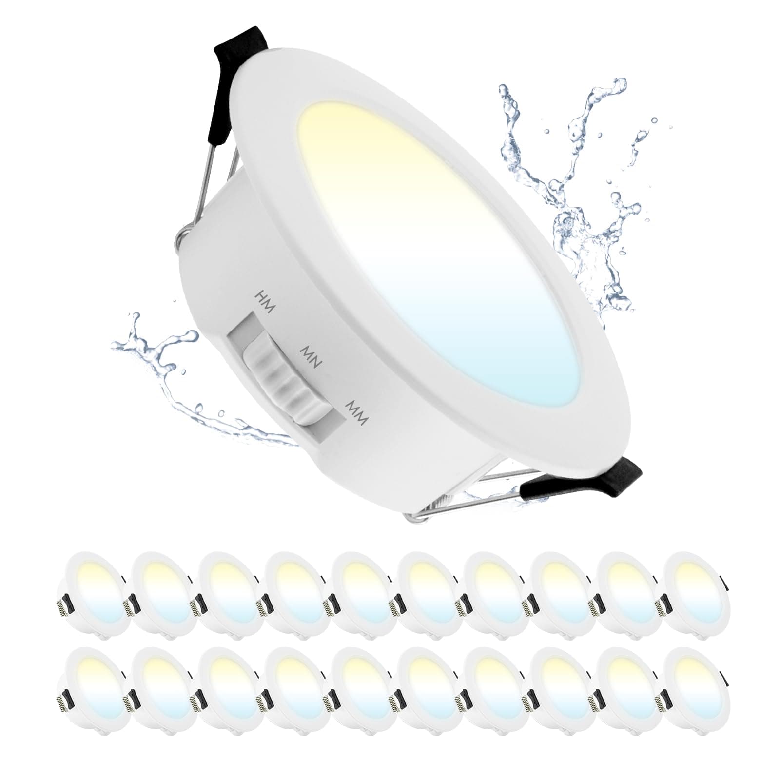Grebeam LED Spots 68mm 5W LED Einbaustrahler 230V Flach IP44 Deckenspots Warmweiß Neutralweiß Kaltweiß Einbauleuchten für Badezimmer Küche Wohnzimmer, 20er Set