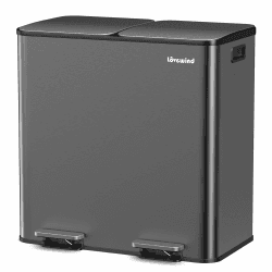Lovewind Mülleimer, 2 x 40L Mülleimer Küche, Doppeleimer für Recycling und Abfall, Schwarz, Mülleimer aus Edelstahl mit Deckel und Inneneimern, Großes Fassungsvermögen, Deckel mit Soft-Close-Funktion 2*40L Schwarz